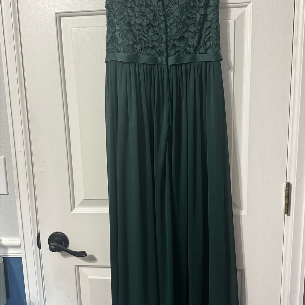 David's Bridal Green Lace Evening Dress